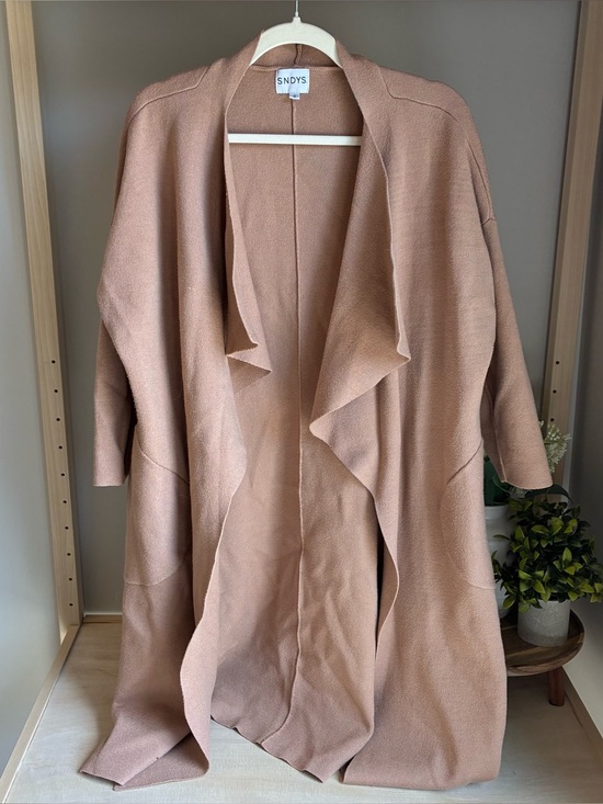 SNDYS. Sweaters - SNDYS × Revolve Long Cardigan Sz S
Tan Tia Knit Open Front Duster Pockets